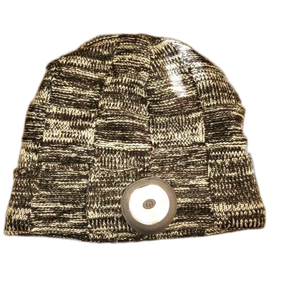 Light-Up LED Knit Beanie Hat, Fleece Lined, Gray/Black, still works, Unisex